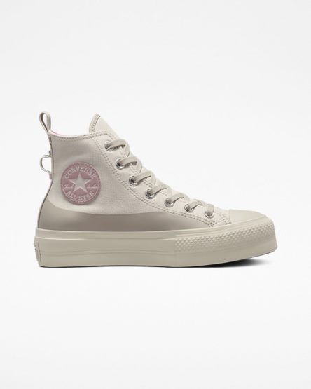 Zapatos Plataforma Converse Chuck Taylor All Star Lift Water-Repellent Canvas Altas Mujer Beige Gris | PE L4P8W5